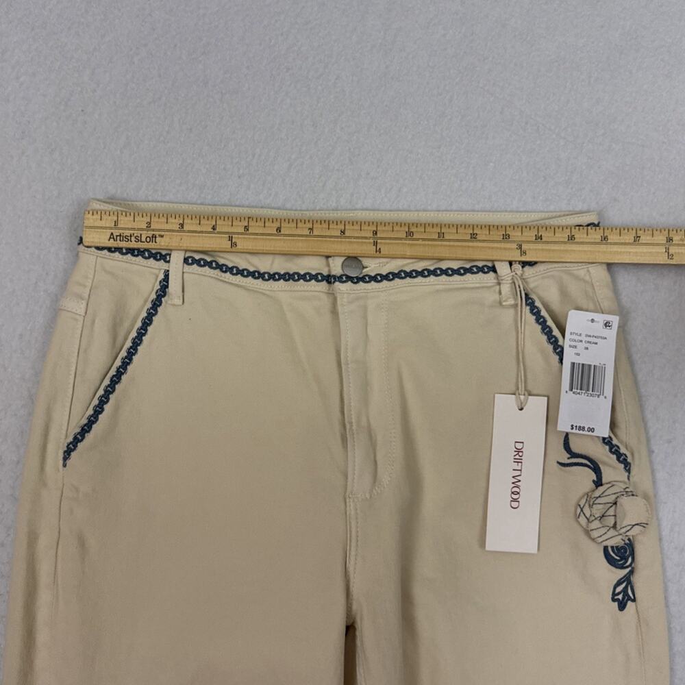 Driftwood Barbara Barrel Jeans Womens 28 Cream Ravishing Rosettes NWT Floral - Picture 6 of 15